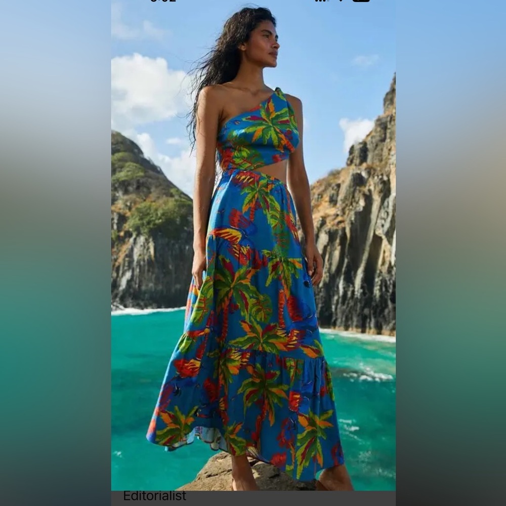 NWT Farm Rio Sunny Day One Shoulder Maxi Dress